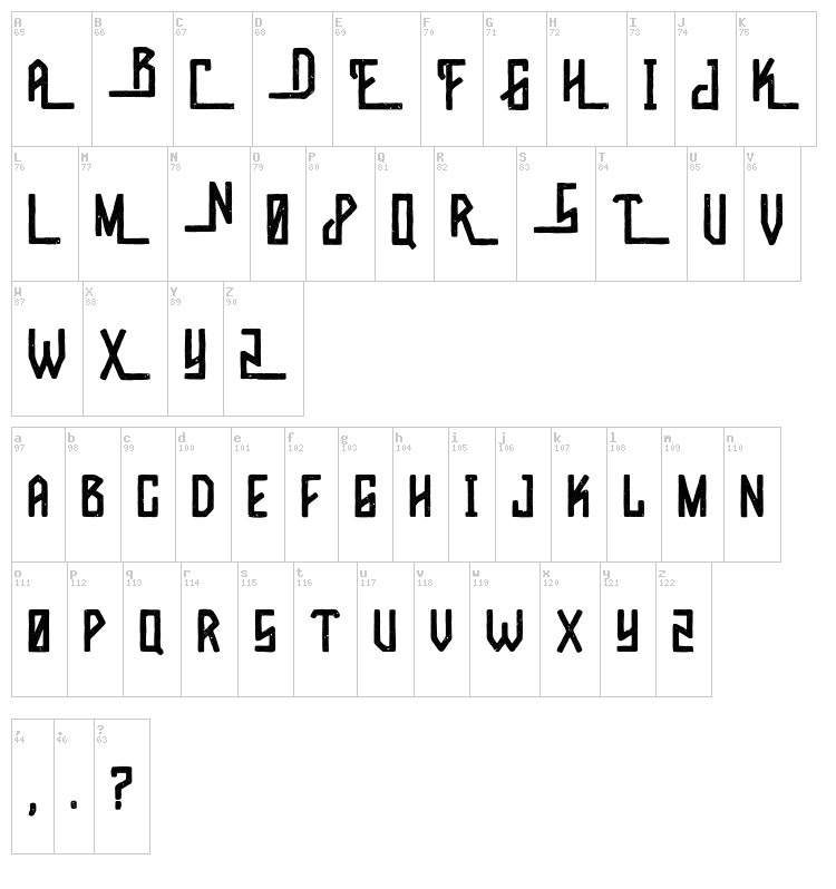 Wild River font map